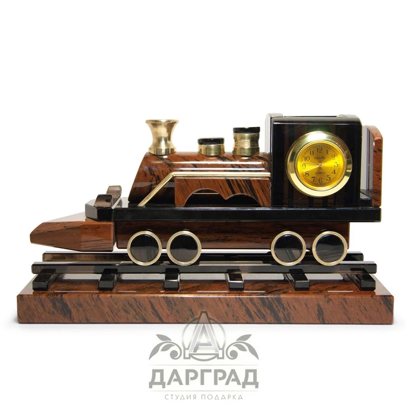 Настольные часы «Паровоз» (обсидиан) - №1