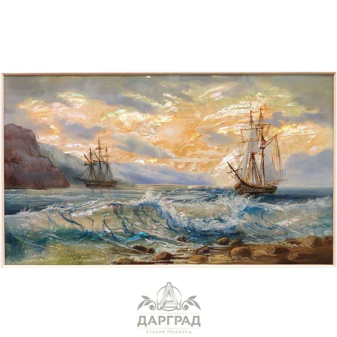 Картина на перламутре «Морской пейзаж»  (большая) - №3