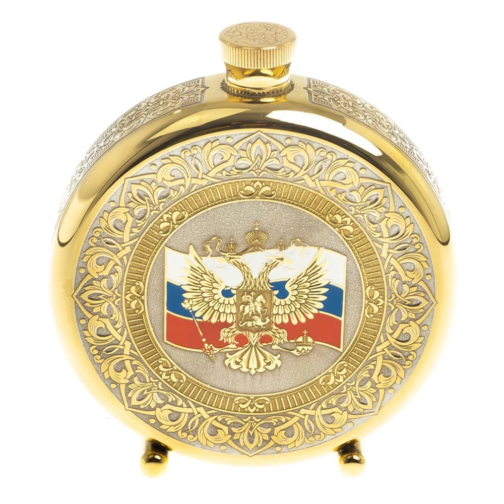 Подарочная фляга "Герб России с флагом" - №1