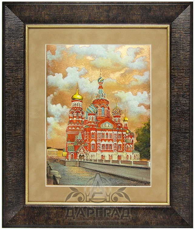 Гравюра с росписью эмалями «Спас на Крови» вариант 2 - №1
