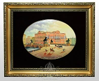 Лаковая миниатюра «Вид на Аничков Мост»