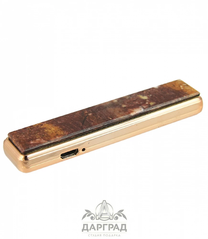 USB Зажигалка с нат. камнем «Авантюрин» - №1